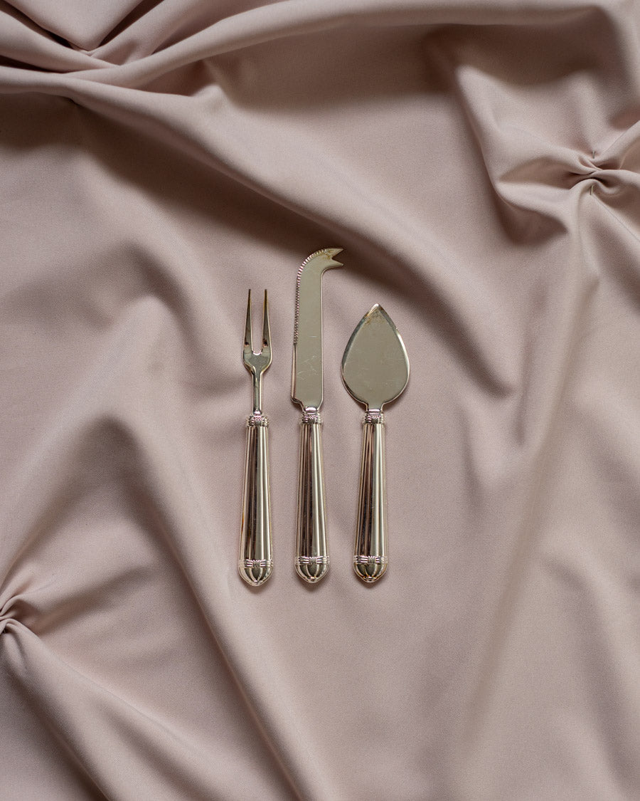 3 sidabru dengti sūrio serviravimo įrankiai