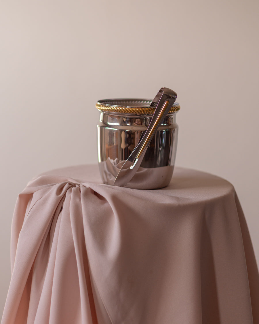 Vintažinis Alfra Alessi Mercurio ledukų kibirėlis su aukso dekoru