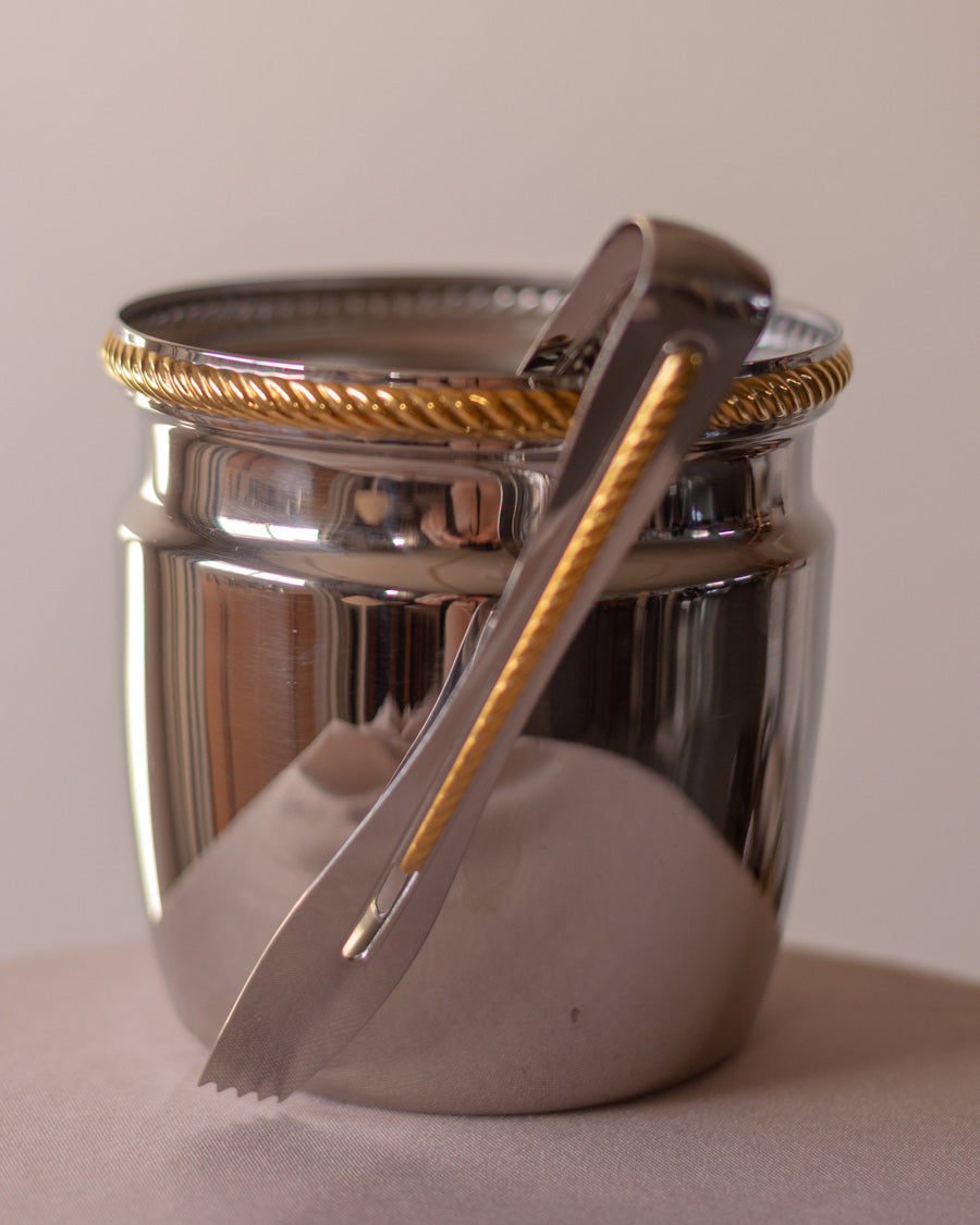 Vintažinis Alfra Alessi Mercurio ledukų kibirėlis su aukso dekoru