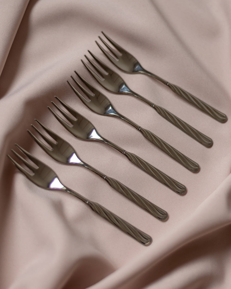 Pinti desertinės Cellini šakutės su dekoratyviomis rankenėlėmis