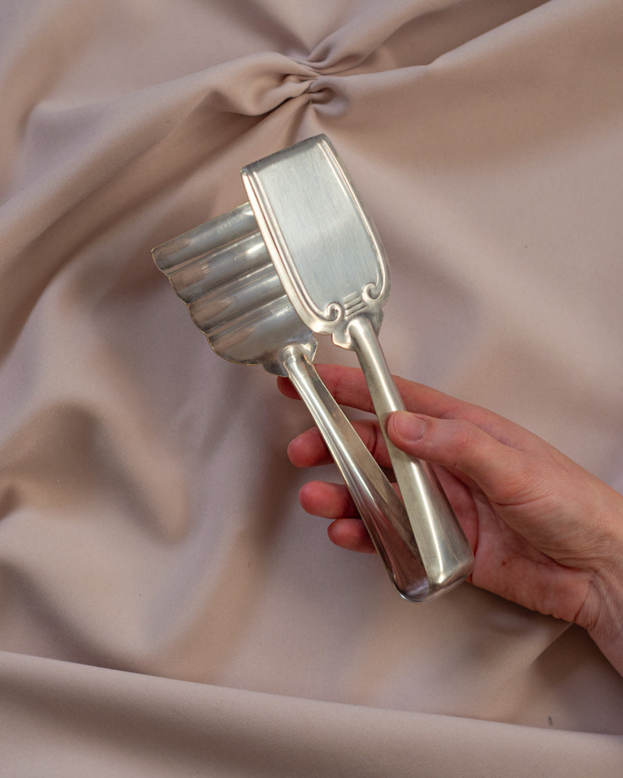 Vintažinės sidabru dengtos serviravimo žnyplės