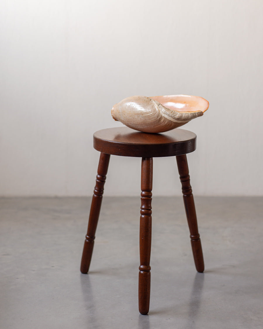 Vintažinis medžio masyvo apvalus staliukas